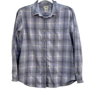L.L.Bean Lavender Purple Plaid Flannel Shirt Long Sleeve Medium